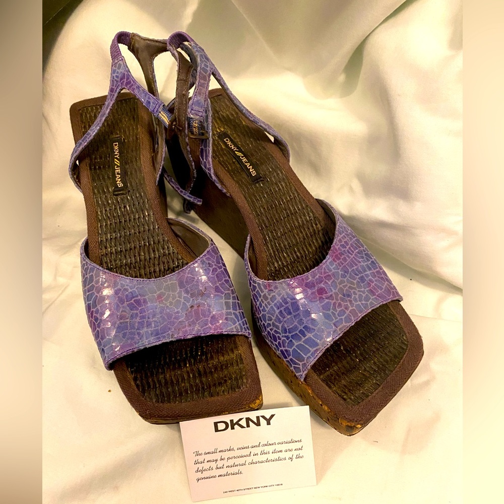 DKNY jeans leather cork sandals.